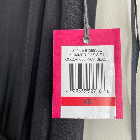 NWT XS VINCE CAMUTO shark bite hem shoulder tie floaty oasis rich black midimaxi - Picture 10 of 11